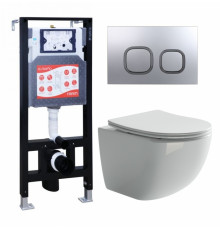 Комплект 3 в 1 инсталляция ESBANO FRAM + Унитаз подвесной Ceramica Nova Forma CN3009 + кнопка хром матовая в современном стиле