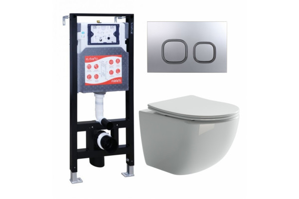 Комплект 3 в 1 инсталляция ESBANO FRAM + Унитаз подвесной Ceramica Nova Forma CN3009 + кнопка хром матовая в современном стиле