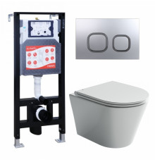 Комплект 3 в 1 инсталляция ESBANO FRAM + Унитаз подвесной Ceramica Nova Forma CN3011 + кнопка хром матовая в современном стиле