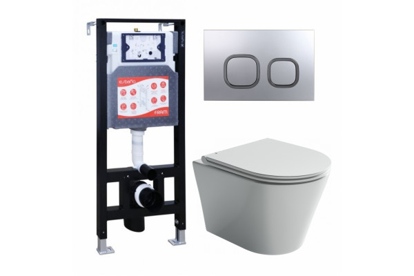 Комплект 3 в 1 инсталляция ESBANO FRAM + Унитаз подвесной Ceramica Nova Forma CN3011 + кнопка хром матовая в современном стиле