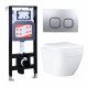 Комплект 3 в 1 инсталляция ESBANO FRAM + Унитаз подвесной Grohe Euro Ceramic 39206000 + кнопка хром матовая в современном стиле