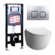 Комплект 3 в 1 инсталляция ESBANO FRAM + Унитаз подвесной VitrA Sento 7748В003-0075 + кнопка хром матовая в современном стиле