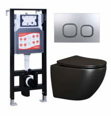 Комплект 3 в 1 инсталляция ESBANO FRAM + Унитаз подвесной Ceramica Nova Metropol CN4002MB + кнопка хром матовая в современном стиле