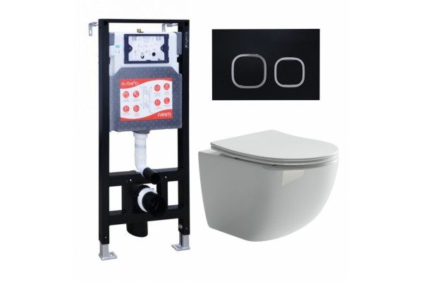 Комплект 3 в 1 инсталляция ESBANO FRAM + Унитаз подвесной Ceramica Nova Forma CN3009 + кнопка черная матовая в современном стиле
