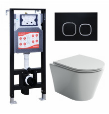 Комплект 3 в 1 инсталляция ESBANO FRAM + Унитаз подвесной Ceramica Nova Forma CN3011 + кнопка черная матовая в современном стиле