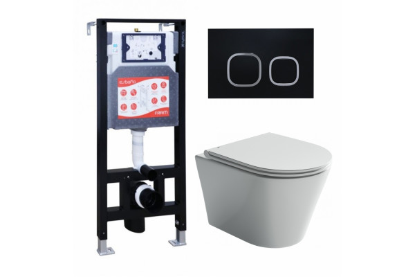 Комплект 3 в 1 инсталляция ESBANO FRAM + Унитаз подвесной Ceramica Nova Forma CN3011 + кнопка черная матовая в современном стиле