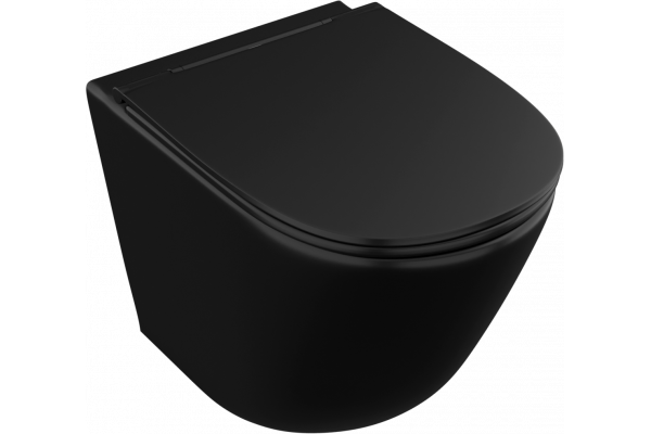 Комплект 3 в 1 инсталляция ESBANO FRAM + Унитаз подвесной Owl 1975 Vind Cirkel-H Matt Black OWLT190305 + кнопка черная матовая в современном стиле