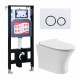 Комплект 3 в 1 инсталляция ESBANO FRAM + Подвесной безободковый унитаз Cerutti Spa Bernina aria CT7191 + кнопка белая глянцевая в современном стиле
