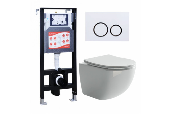 Комплект 3 в 1 инсталляция ESBANO FRAM + Унитаз подвесной Ceramica Nova Forma CN3009 + кнопка белая глянцевая в современном стиле