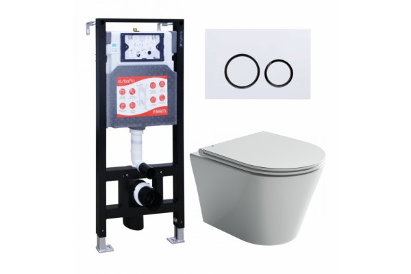 Комплект 3 в 1 инсталляция ESBANO FRAM + Унитаз подвесной Ceramica Nova Forma CN3011 + кнопка белая глянцевая в современном стиле