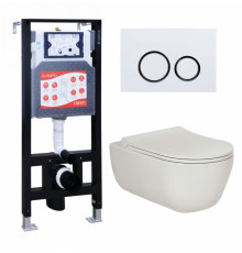 Комплект 3 в 1 инсталляция ESBANO FRAM + Унитаз подвесной Berges Wasserhaus Ego XL 082118 + кнопка белая глянцевая в современном стиле