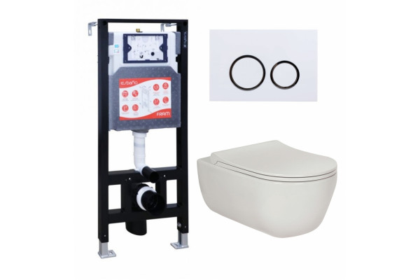 Комплект 3 в 1 инсталляция ESBANO FRAM + Унитаз подвесной Berges Wasserhaus Ego XL 082118 + кнопка белая глянцевая в современном стиле