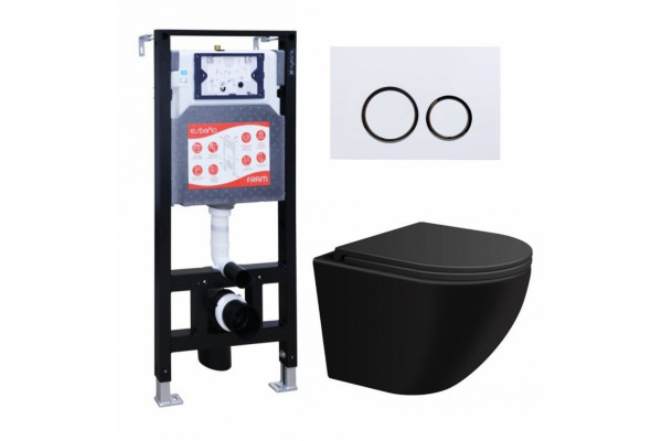 Комплект 3 в 1 инсталляция ESBANO FRAM + Подвесной унитаз SinteSi EVI + кнопка белая глянцевая в современном стиле