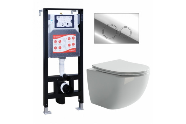 Комплект 3 в 1 инсталляция ESBANO FRAM + Унитаз подвесной Ceramica Nova Forma CN3009 + кнопка хром глянцевая в современном стиле