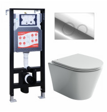 Комплект 3 в 1 инсталляция ESBANO FRAM + Унитаз подвесной Ceramica Nova Forma CN3011 + кнопка хром глянцевая в современном стиле