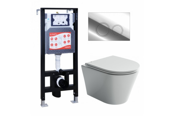 Комплект 3 в 1 инсталляция ESBANO FRAM + Унитаз подвесной Ceramica Nova Forma CN3011 + кнопка хром глянцевая в современном стиле