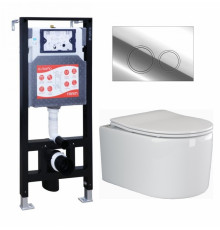Комплект 3 в 1 инсталляция ESBANO FRAM + Унитаз подвесной Ceramica Nova Moments CN3003 + кнопка хром глянцевая в современном стиле