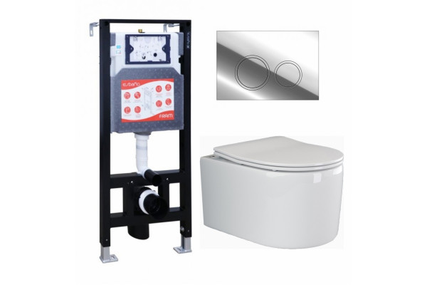 Комплект 3 в 1 инсталляция ESBANO FRAM + Унитаз подвесной Ceramica Nova Moments CN3003 + кнопка хром глянцевая в современном стиле