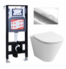 Комплект 3 в 1 инсталляция ESBANO FRAM + Унитаз подвесной Grossman GR-4477S + кнопка хром глянцевая в современном стиле