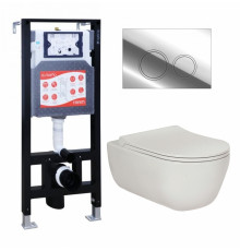 Комплект 3 в 1 инсталляция ESBANO FRAM + Унитаз подвесной Berges Wasserhaus Ego XL 082118 + кнопка хром глянцевая в современном стиле