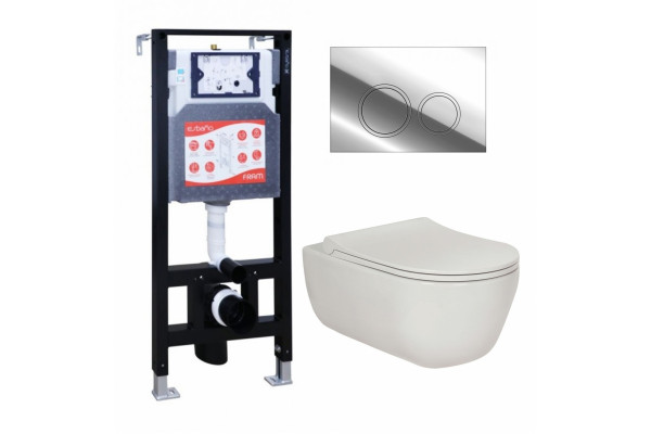 Комплект 3 в 1 инсталляция ESBANO FRAM + Унитаз подвесной Berges Wasserhaus Ego XL 082118 + кнопка хром глянцевая в современном стиле