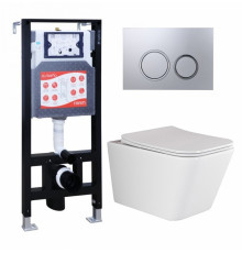 Комплект 3 в 1 инсталляция ESBANO FRAM + Унитаз подвесной Ceramica Nova Metric Rimless CN3007 + кнопка хром матовая в современном стиле