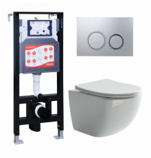 Комплект 3 в 1 инсталляция ESBANO FRAM + Унитаз подвесной Ceramica Nova Forma CN3009 + кнопка хром матовая в современном стиле