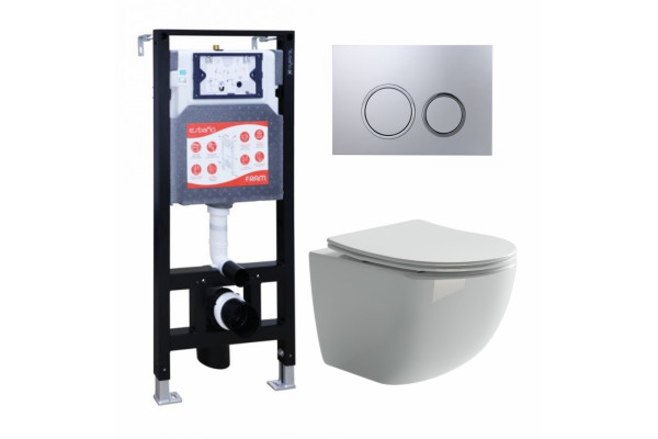 Комплект 3 в 1 инсталляция ESBANO FRAM + Унитаз подвесной Ceramica Nova Forma CN3009 + кнопка хром матовая в современном стиле