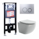 Комплект 3 в 1 инсталляция ESBANO FRAM + Унитаз подвесной Ceramica Nova Forma CN3009 + кнопка хром матовая в современном стиле