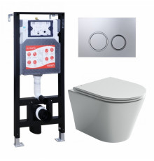 Комплект 3 в 1 инсталляция ESBANO FRAM + Унитаз подвесной Ceramica Nova Forma CN3011 + кнопка хром матовая в современном стиле