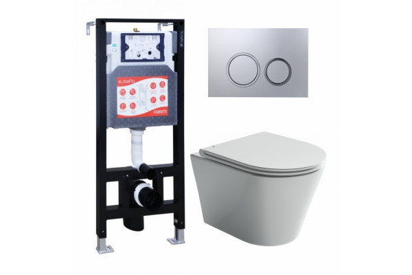 Комплект 3 в 1 инсталляция ESBANO FRAM + Унитаз подвесной Ceramica Nova Forma CN3011 + кнопка хром матовая в современном стиле