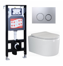 Комплект 3 в 1 инсталляция ESBANO FRAM + Унитаз подвесной Ceramica Nova Moments CN3003 + кнопка хром матовая в современном стиле