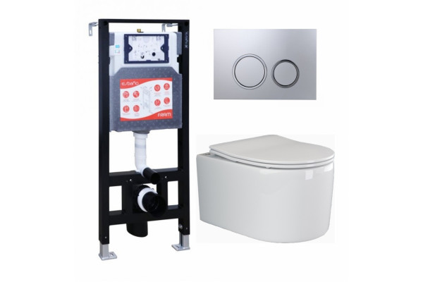 Комплект 3 в 1 инсталляция ESBANO FRAM + Унитаз подвесной Ceramica Nova Moments CN3003 + кнопка хром матовая в современном стиле