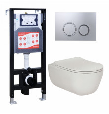 Комплект 3 в 1 инсталляция ESBANO FRAM + Унитаз подвесной Berges Wasserhaus Ego XL 082118 + кнопка хром матовая в современном стиле