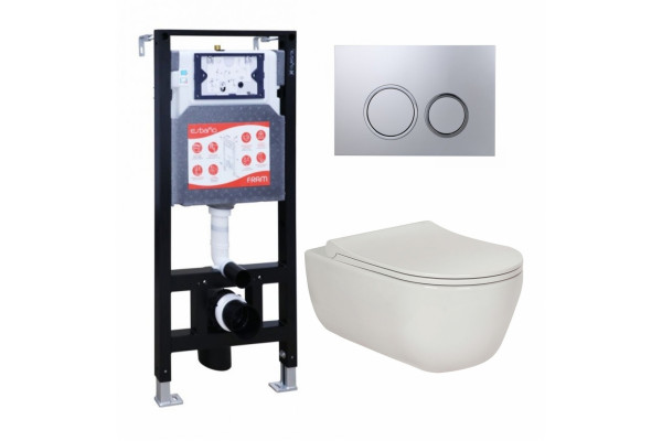 Комплект 3 в 1 инсталляция ESBANO FRAM + Унитаз подвесной Berges Wasserhaus Ego XL 082118 + кнопка хром матовая в современном стиле