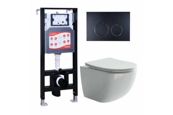 Комплект 3 в 1 инсталляция ESBANO FRAM + Унитаз подвесной Ceramica Nova Forma CN3009 + кнопка черная матовая в современном стиле