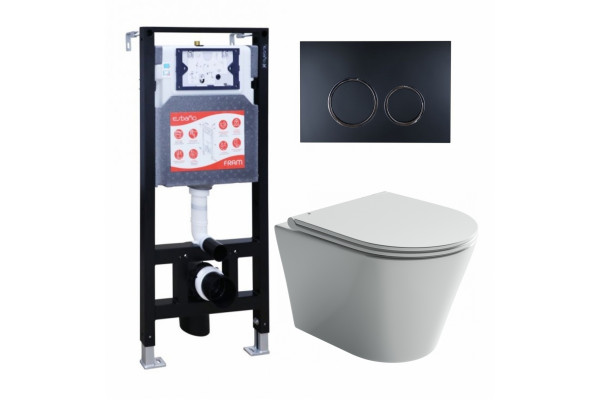 Комплект 3 в 1 инсталляция ESBANO FRAM + Унитаз подвесной Ceramica Nova Forma CN3011 + кнопка черная матовая в современном стиле