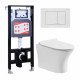 Комплект 3 в 1 инсталляция ESBANO FRAM + Подвесной безободковый унитаз Cerutti Spa Bernina aria CT7191 + кнопка белая глянцевая в современном стиле