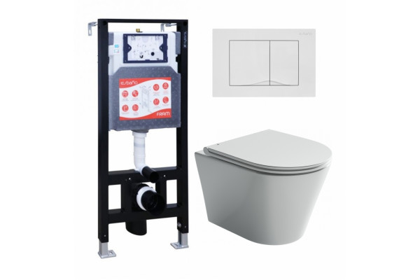 Комплект 3 в 1 инсталляция ESBANO FRAM + Унитаз подвесной Ceramica Nova Forma CN3011 + кнопка белая глянцевая в современном стиле