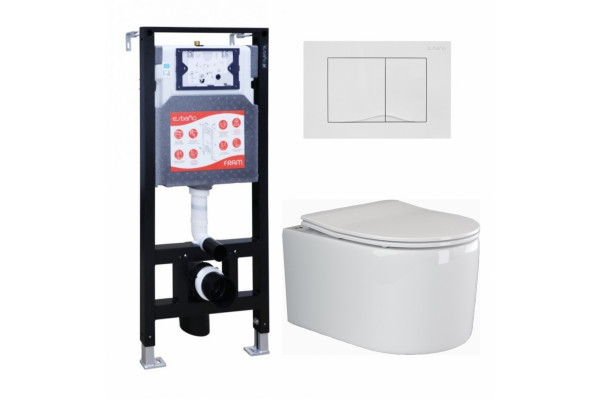 Комплект 3 в 1 инсталляция ESBANO FRAM + Унитаз подвесной Ceramica Nova Moments CN3003 + кнопка белая глянцевая в современном стиле