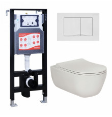 Комплект 3 в 1 инсталляция ESBANO FRAM + Унитаз подвесной Berges Wasserhaus Ego XL 082118 + кнопка белая глянцевая в современном стиле