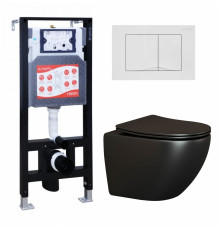 Комплект 3 в 1 инсталляция ESBANO FRAM + Унитаз подвесной Ceramica Nova Metropol CN4002MB + кнопка белая глянцевая в современном стиле