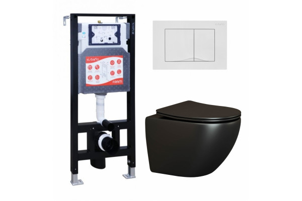 Комплект 3 в 1 инсталляция ESBANO FRAM + Унитаз подвесной Ceramica Nova Metropol CN4002MB + кнопка белая глянцевая в современном стиле