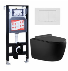 Комплект 3 в 1 инсталляция ESBANO FRAM + Унитаз подвесной Aquanet Cetus 287008 + кнопка белая глянцевая в современном стиле