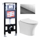 Комплект 3 в 1 инсталляция ESBANO FRAM + Подвесной безободковый унитаз Cerutti Spa Bernina aria CT7191 + кнопка хром глянцевая в современном стиле