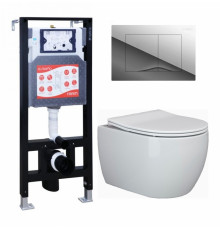 Комплект 3 в 1 инсталляция ESBANO FRAM + Унитаз подвесной Ceramica Nova Play CN3001 + кнопка хром глянцевая в современном стиле