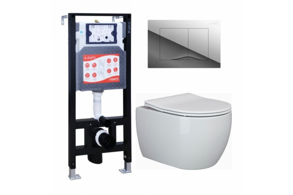 Комплект 3 в 1 инсталляция ESBANO FRAM + Унитаз подвесной Ceramica Nova Play CN3001 + кнопка хром глянцевая в современном стиле