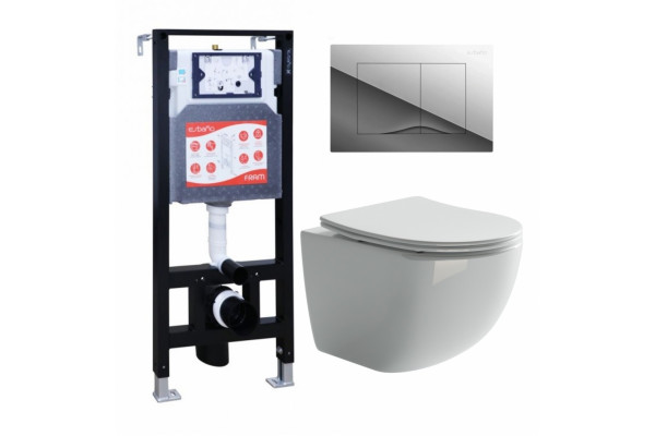 Комплект 3 в 1 инсталляция ESBANO FRAM + Унитаз подвесной Ceramica Nova Forma CN3009 + кнопка хром глянцевая в современном стиле