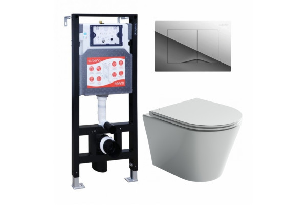 Комплект 3 в 1 инсталляция ESBANO FRAM + Унитаз подвесной Ceramica Nova Forma CN3011 + кнопка хром глянцевая в современном стиле