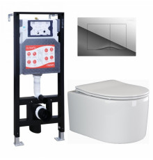 Комплект 3 в 1 инсталляция ESBANO FRAM + Унитаз подвесной Ceramica Nova Moments CN3003 + кнопка хром глянцевая в современном стиле
